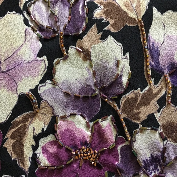 ADRIANNA PAPELL Silk Short Floral Print Dress S-12 - Picture 4 of 8